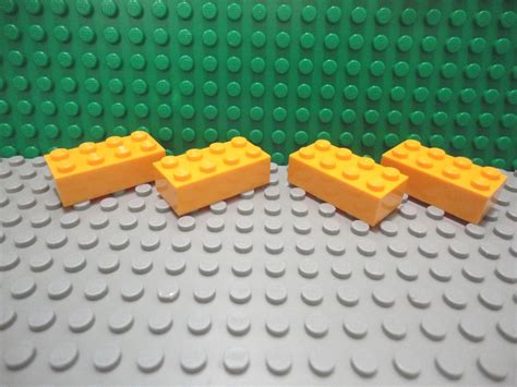 Lego 4 Bright Light Orange 2x4 Brick Block New Ebay