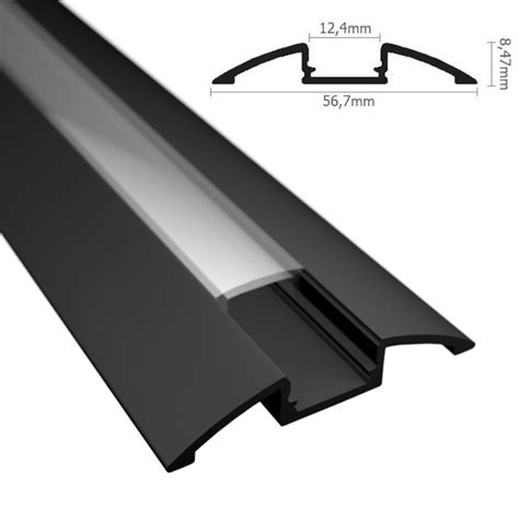 Alu Profil Leiste Schiene Aufbau Flach Schwarz F R Led Streifen