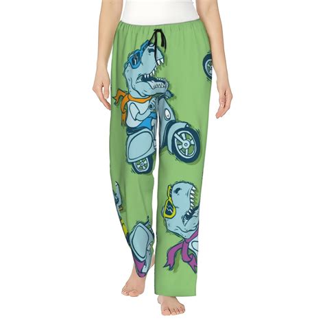 Kll Womens Motorcycle Riding Dinosaur Print Pajama Pants Soft Pajama