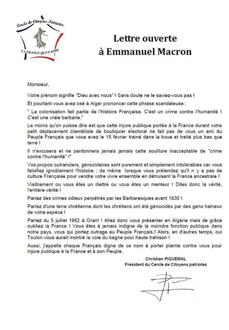 Lettre ouverte à Emmanuel Macron UNC Alpes Dauphiné