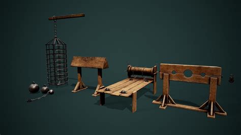 3d Model Medieval Dungeon Torture Devices Stocks Rack Pbr Low Poly