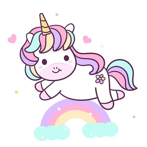 Lindo Unicornio Con Arcoiris Descargar Vectores Premium