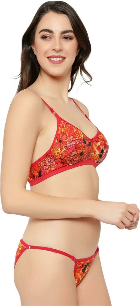 Tace Women Red Floral Cotton Silk Lingerie Set Jiomart