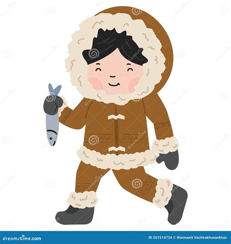 Funny Eskimo Girl in Flat Design Stock Illustration - Illustration of ...