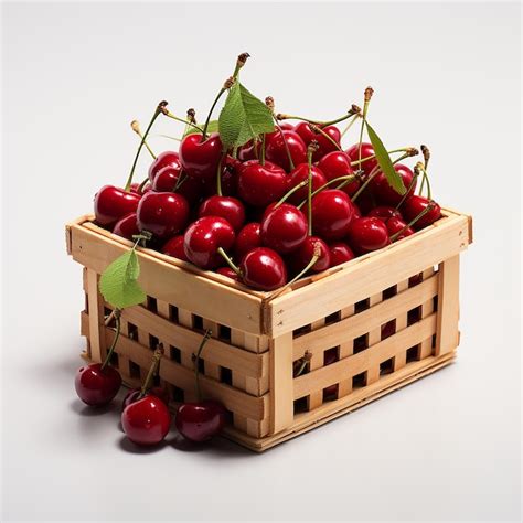 Premium Photo A Crate Of Cranberries On White Background