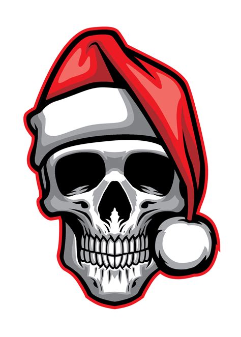 Skull Wearing Santa Claus Hat Vector Art At Vecteezy