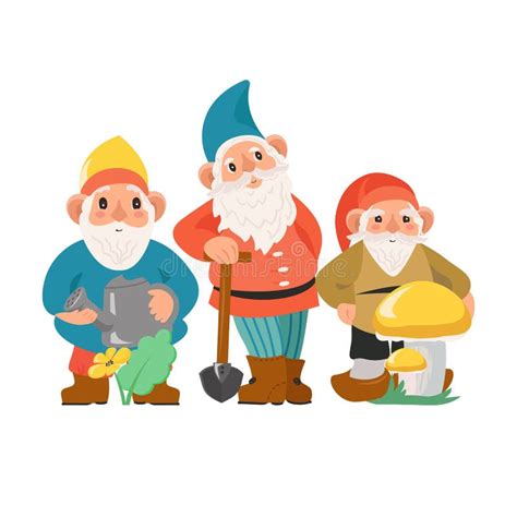 Gnome With Beard For Garden Decoration Cartoon Funny Cute Characters