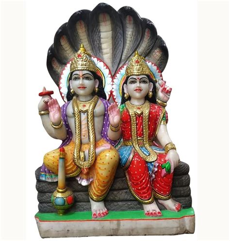 Hindu White Marble Laxmi Vishnu Statue For Temple Size 21 Inch At Rs