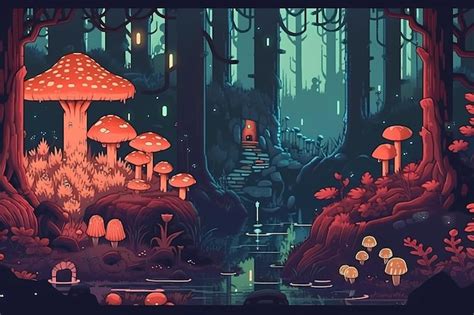 Premium AI Image | A mystical forest with glowing mushrooms digital art ...