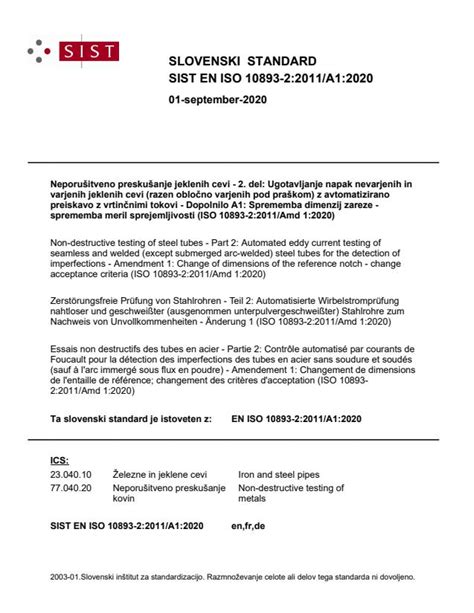 EN ISO 10893 2 2011 A1 2020 Non Destructive Testing Of Steel Tubes