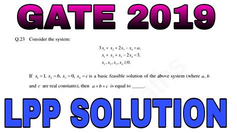 Gate 2022 Mathematics Ma Solution Gate 2019 Lpp Solution Linear