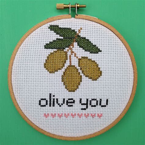 Cute Cross Stitch Pattern Olive You With Olive Etsy