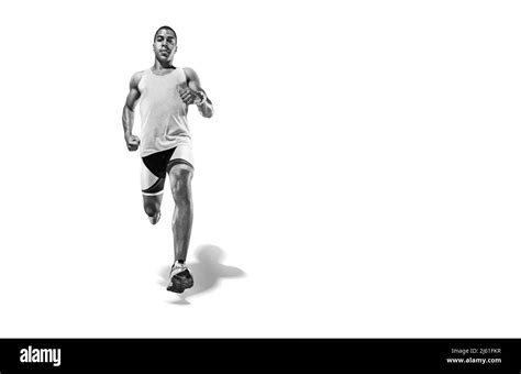 Sports Background Runner On The Start Black And White Image Isolated