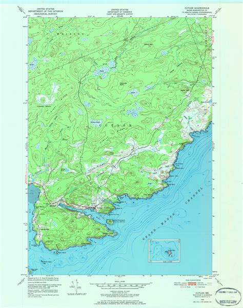 Cutler Maine 1949 1984 USGS Old Topo Map Reprint 7x7 ME Quad 806626