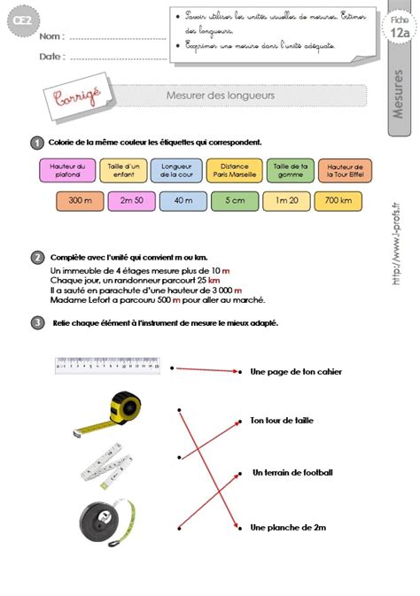 CE2 MESURES ET GRANDEURS Exercices Mesurer Des Longueurs