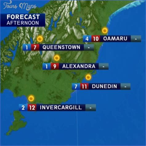 New Zealand Weather Map - ToursMaps.com