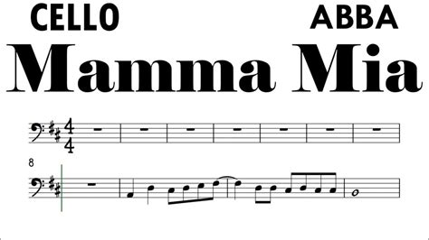 Mamma Mia Abba Cello Sheet Music Backing Track Play Along Partitura