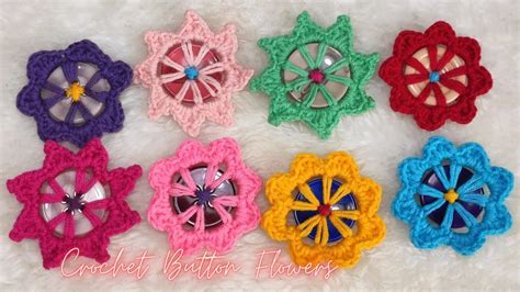 Crochet Button Flowers How To Make Crochet Button Flowers In A Few