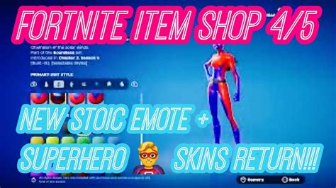 New Stoic Emote Superhero Skins Return Fortnite Item Shop 45