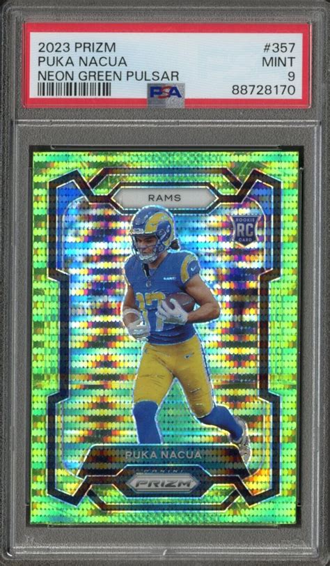 Prizm Puka Nacua Neon Green Pulsar Psa Mint Rc Rookie Ebay