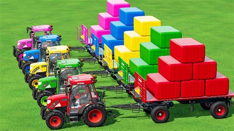 Tractor Of Colors Transport Hay Bale With Electric Rigi Trac Tractors