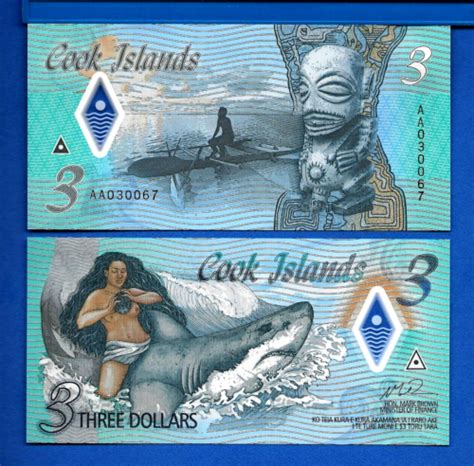 Cook Islands 3 00 Dollars ND 2021 Ina Shark Polymer Uncirculated