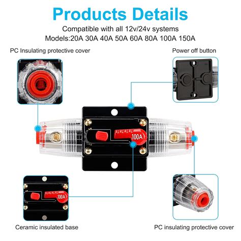 Buy 100 Amp Audio Circuit Breaker12v 24v Dc Fuse Holder20 300a Breaker Switchinline Circuit