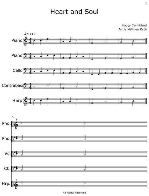 Heart And Soul Sheet Music For Piano Cello Contrabass Harp