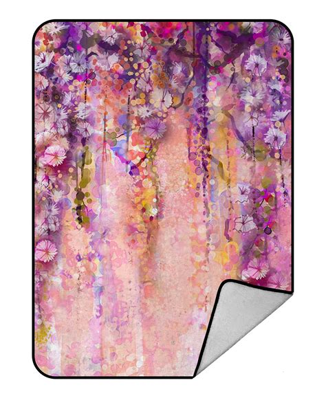 Ykcg Spring Floral Purple Wisteria Flowers Tree Blanket Crystal Velvet Front And Lambswool