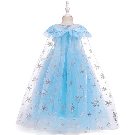 Frozen 2 Elsa Princess Sequins Girls Costume Dresses with Crown wand C