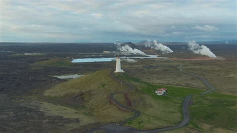 Reykjanes Lighthouse Iceland Aerial View Stock Footage VideoHive