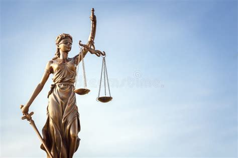 Legal Law Concept Statue Of Lady Justice With Scales Of Justice Sky