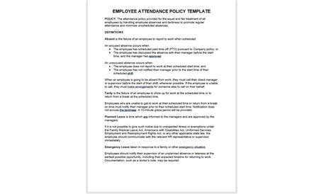 Editable Employee Attendance Policy Template Attendance Policy