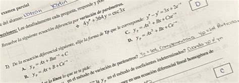 Solved 2 De la ecuación diferencial siguiente elije la Chegg