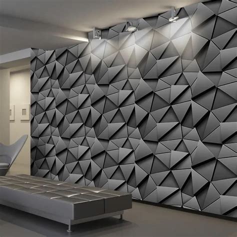 Jual WALLPAPER DINDING MURAH WALLPAPER STICKER MOTIF GEOMETRI 3D HITAM