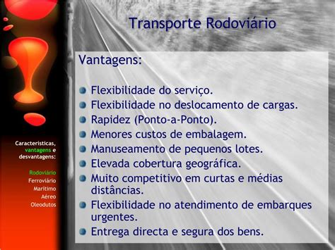 Transporte Rodoviario Vantagem E Desvantagem - PPT - Transportes PowerPoint Presentation, free download - ID:1235357