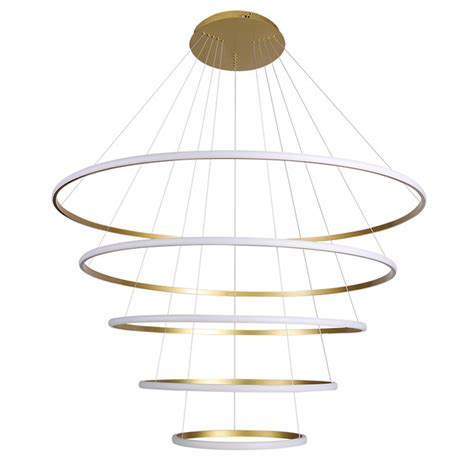 Lustre 5 Aros Dourado Moderno Led Integrado 3000k Bivolt Leroy Merlin