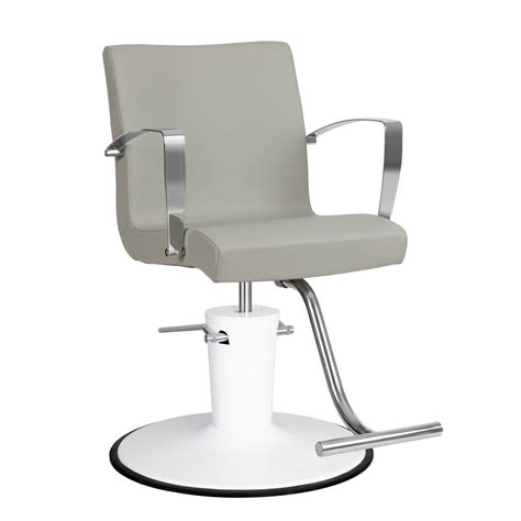 Carrera Salon Styling Chair In Light Gray Oversized Round White