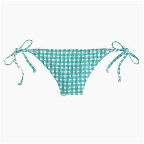 Lyst J Crew Gingham String Bikini Bottom In Blue