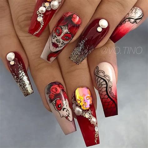 Coffin Shape Acrylic Halloween Nail Designs 2020 - acrylic design