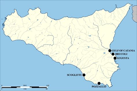 Map Of Sicily Italy With The Locations Where Erugosquilla Massavensis