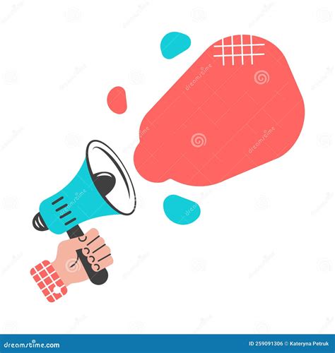 Megaphon Human Hand Holding Loudspeaker Vector Illustration