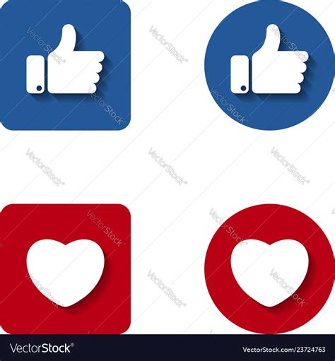 Thumbs Up And Heart Button Icon Like And Heart Vector Image