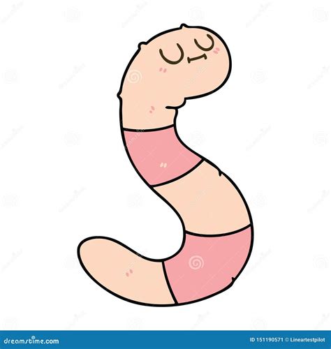 A Creative Quirky Hand Drawn Cartoon Worm Stock Vector Illustration