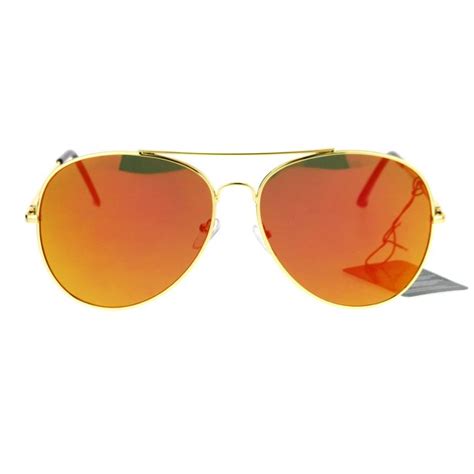 Sa106 Sa106 Mens Color Mirror Retro Flat Lens Metal Aviator Sunglasses Gold Orange Walmart