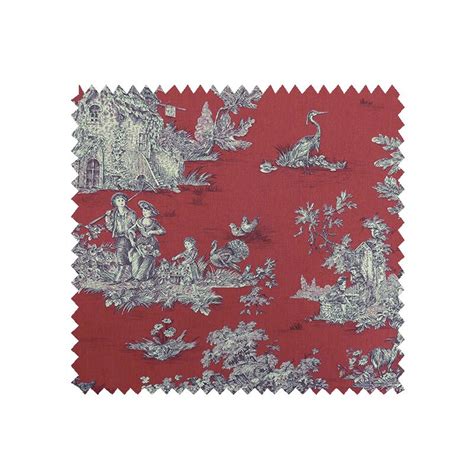 Tissu Bachette Imprimé Toile De Jouy Pastorale Rouge Blanc Tissus Des