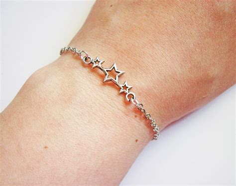 Star Bracelet Triple Star Bracelet Silver Star Bracelet Etsy