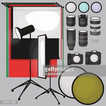 Sistema De Equipos De Estudio Foto Papel Luz Iconos Planos Png De