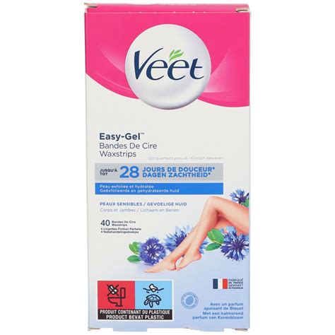 Veet Bandes De Cire Froide Easy Gelwax Peaux Sensibles 28 Pc S