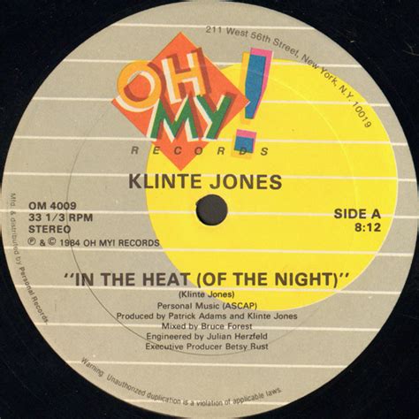 Klinte Jones – In The Heat (Of The Night) (1984, Vinyl) - Discogs